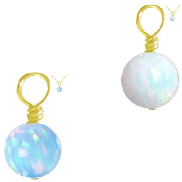 Rare Lab created Opal 5mm round fully drilled large ~1.2mm hole bead - White or Blue