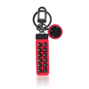 Red Stingray Keychain with Black Studs
