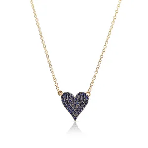 REVERSIBLE WHITE DIAMOND AND BLUE SAPPHIRE HEART NECKLACE