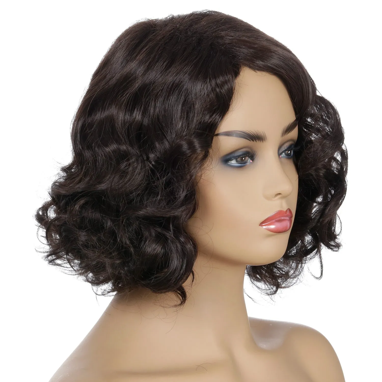 Rose | Black Short Pixie Cut Wavy Synthetic Hair Wig