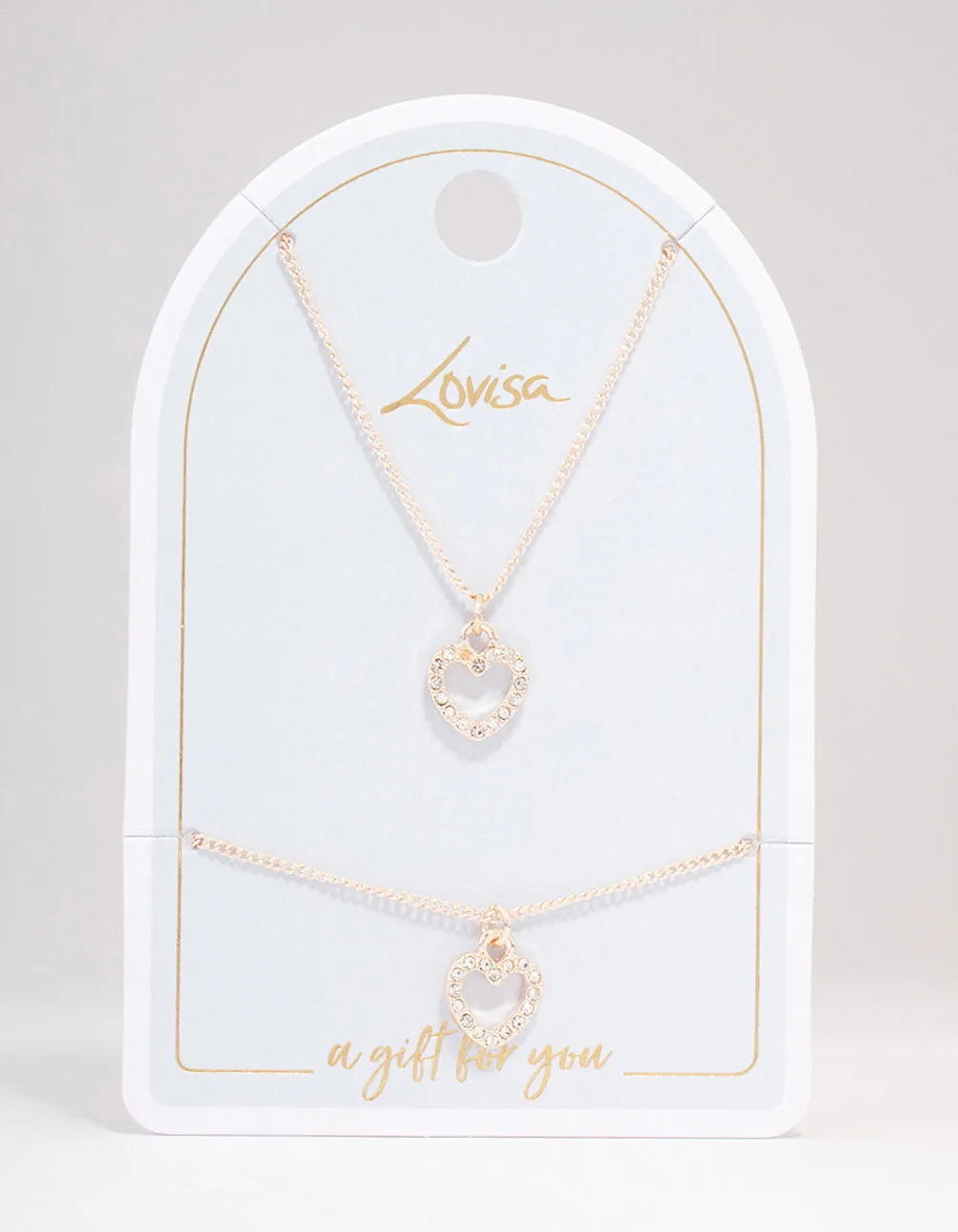 Rose Gold Heart Diamante Jewellery Set