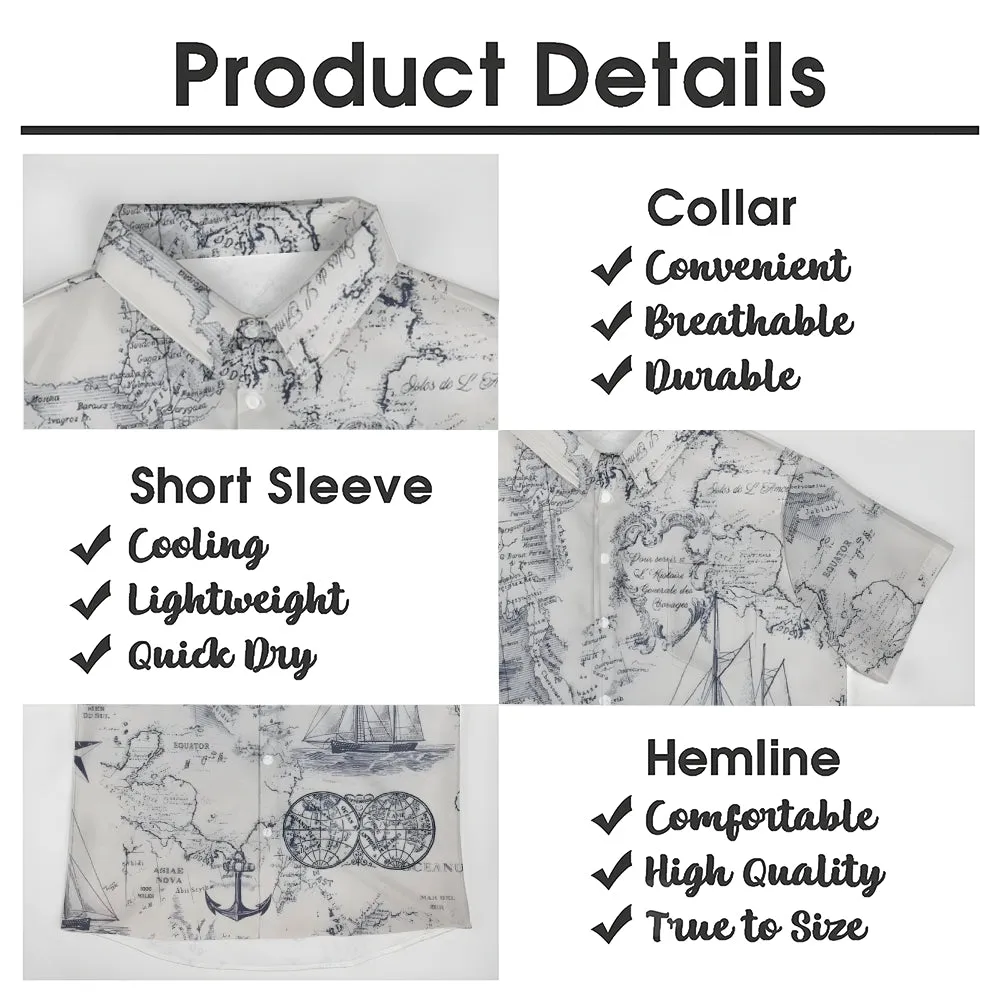 Sailing Sailboat Art Printed Casual Oversized Short Sleeve Shirt 2407000600