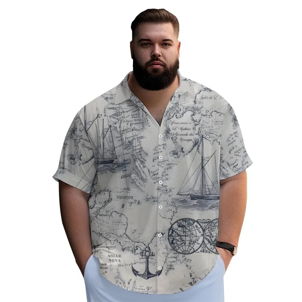 Sailing Sailboat Art Printed Casual Oversized Short Sleeve Shirt 2407000600