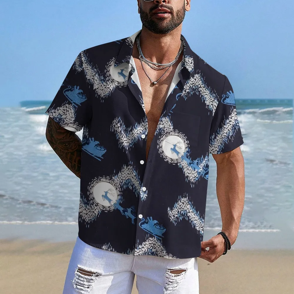 Santa Elk Casual Short Sleeve Shirt 2409008981