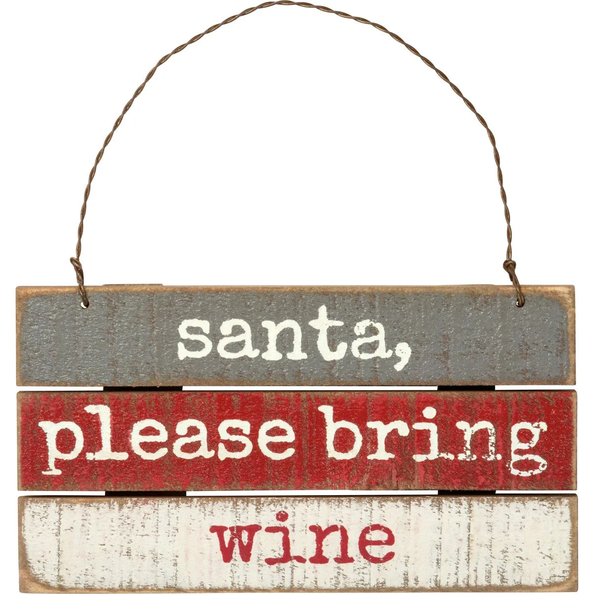 Santa Please Bring Wine Slat Ornament