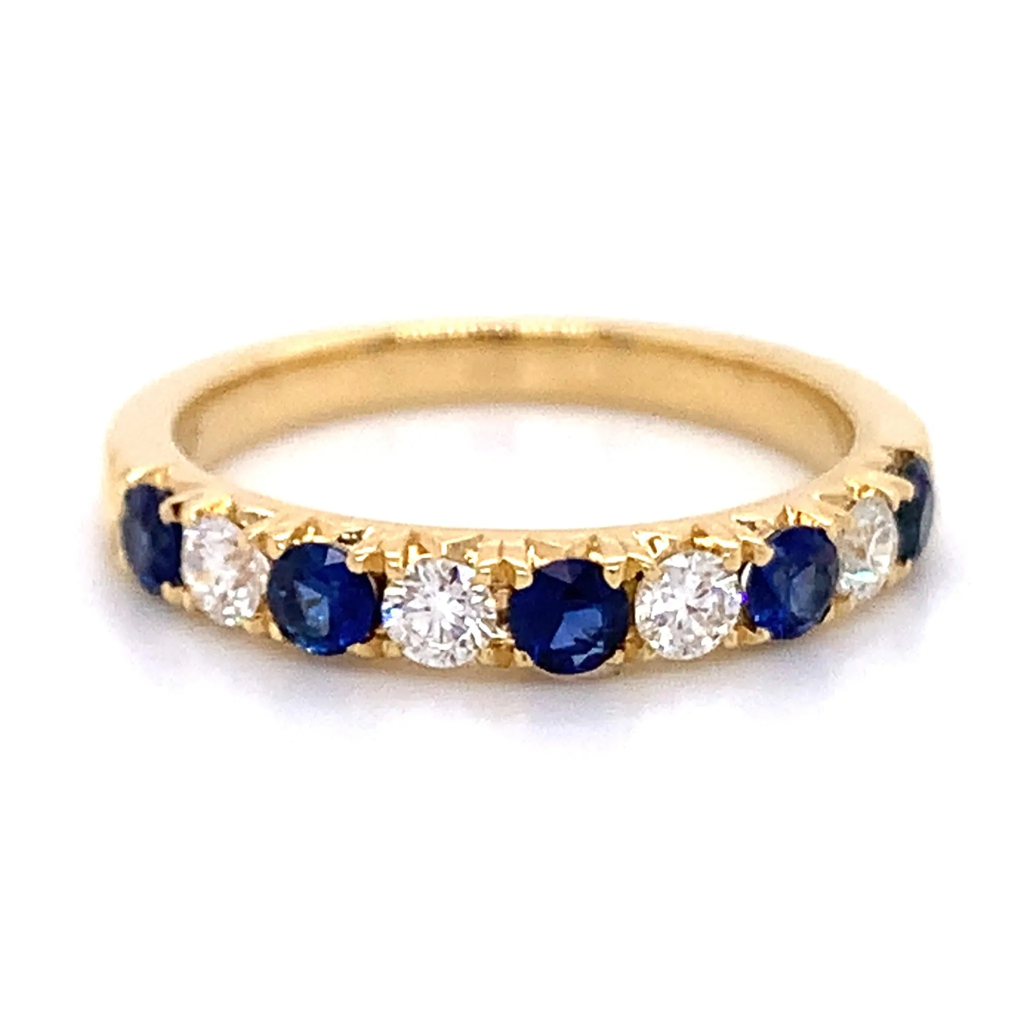 Sapphire & Diamond Alternating Yellow Gold Eternity Band