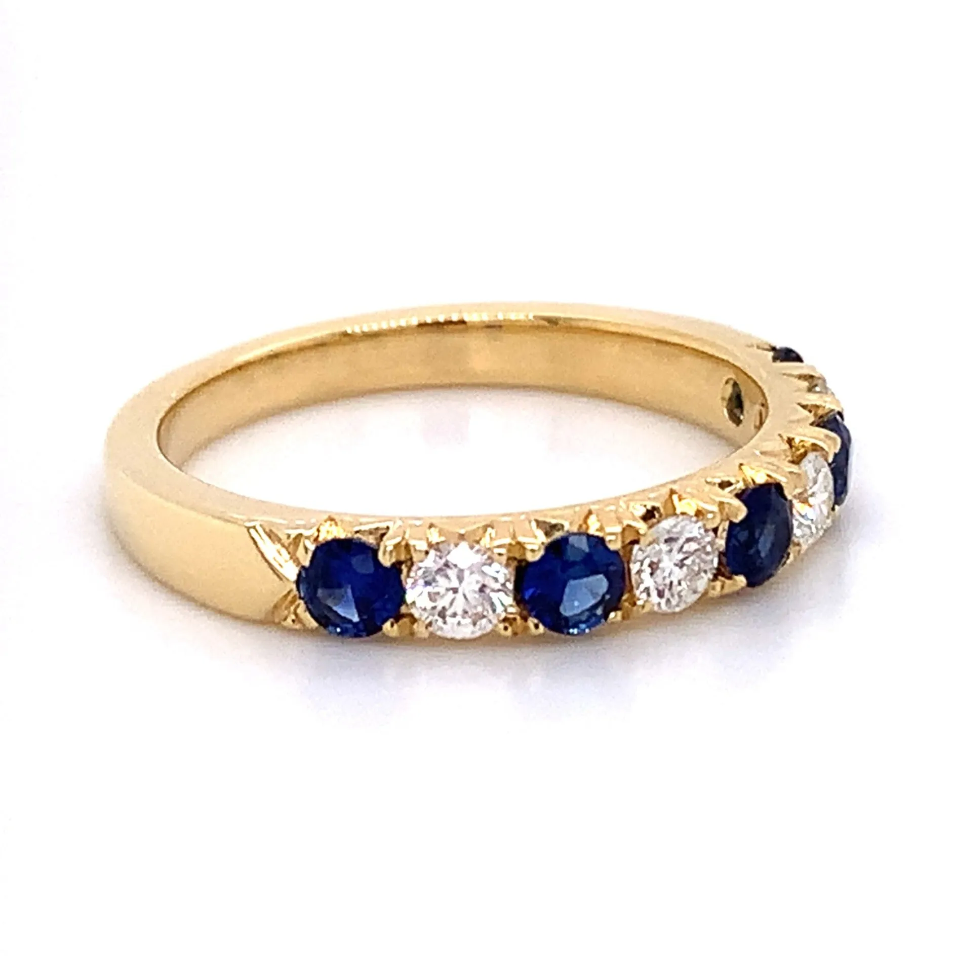 Sapphire & Diamond Alternating Yellow Gold Eternity Band