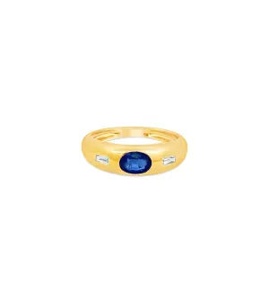 Sapphire & Diamond Gypsy Ring