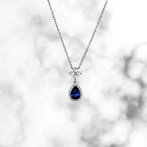 Sapphire and Diamond Teardrop Necklace