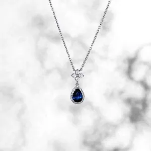 Sapphire and Diamond Teardrop Necklace