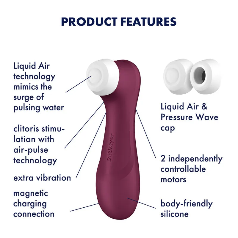 Satisfyer Pro 2 Gen 3 Touch-Free Clitoral Stimulator - Wine Red