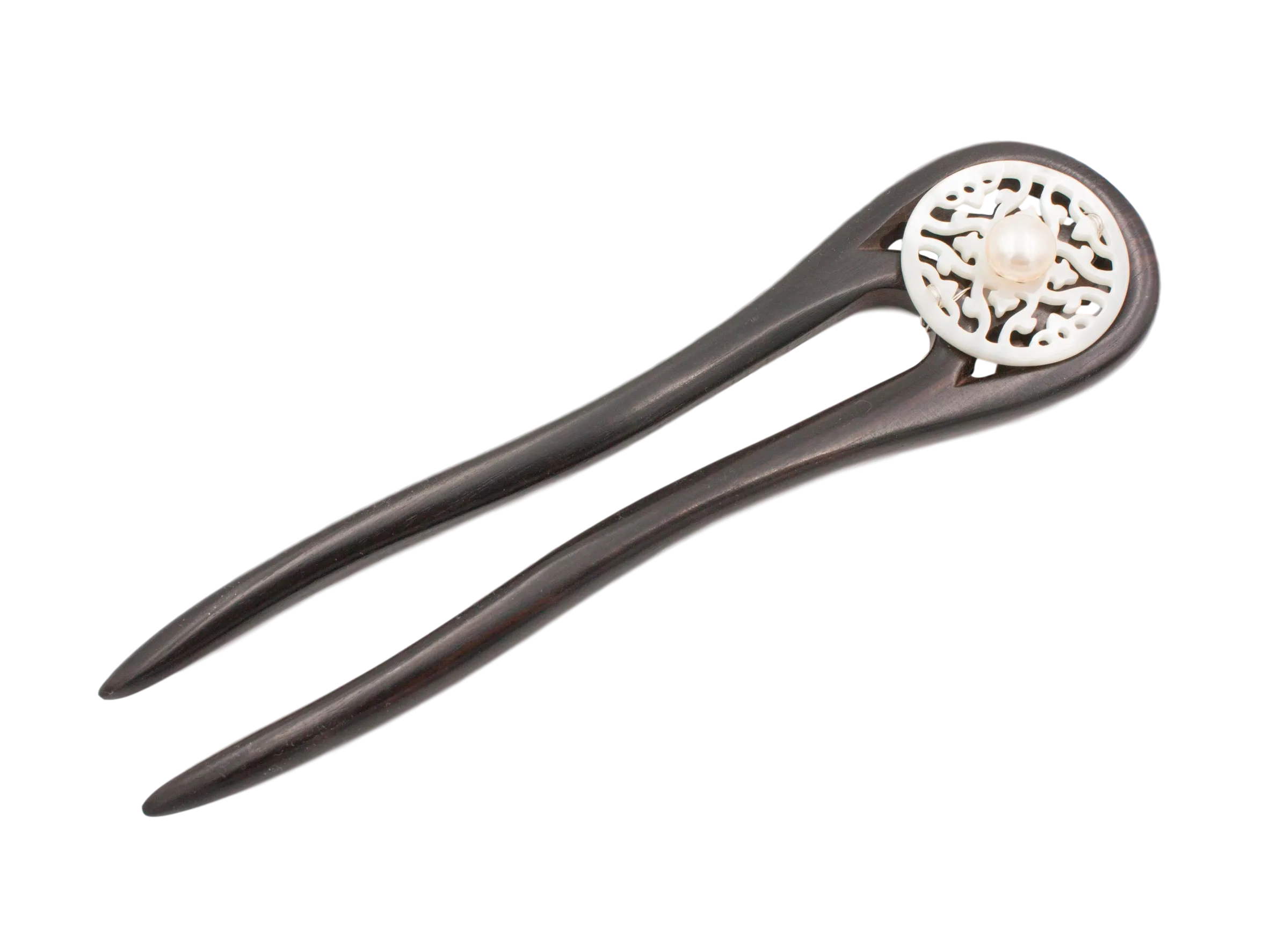 Sea Shell and Pearl Wood Hair Stick