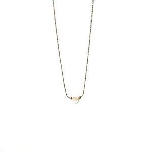 Silver Girl Tiny Mother of Pearl Heart Necklace