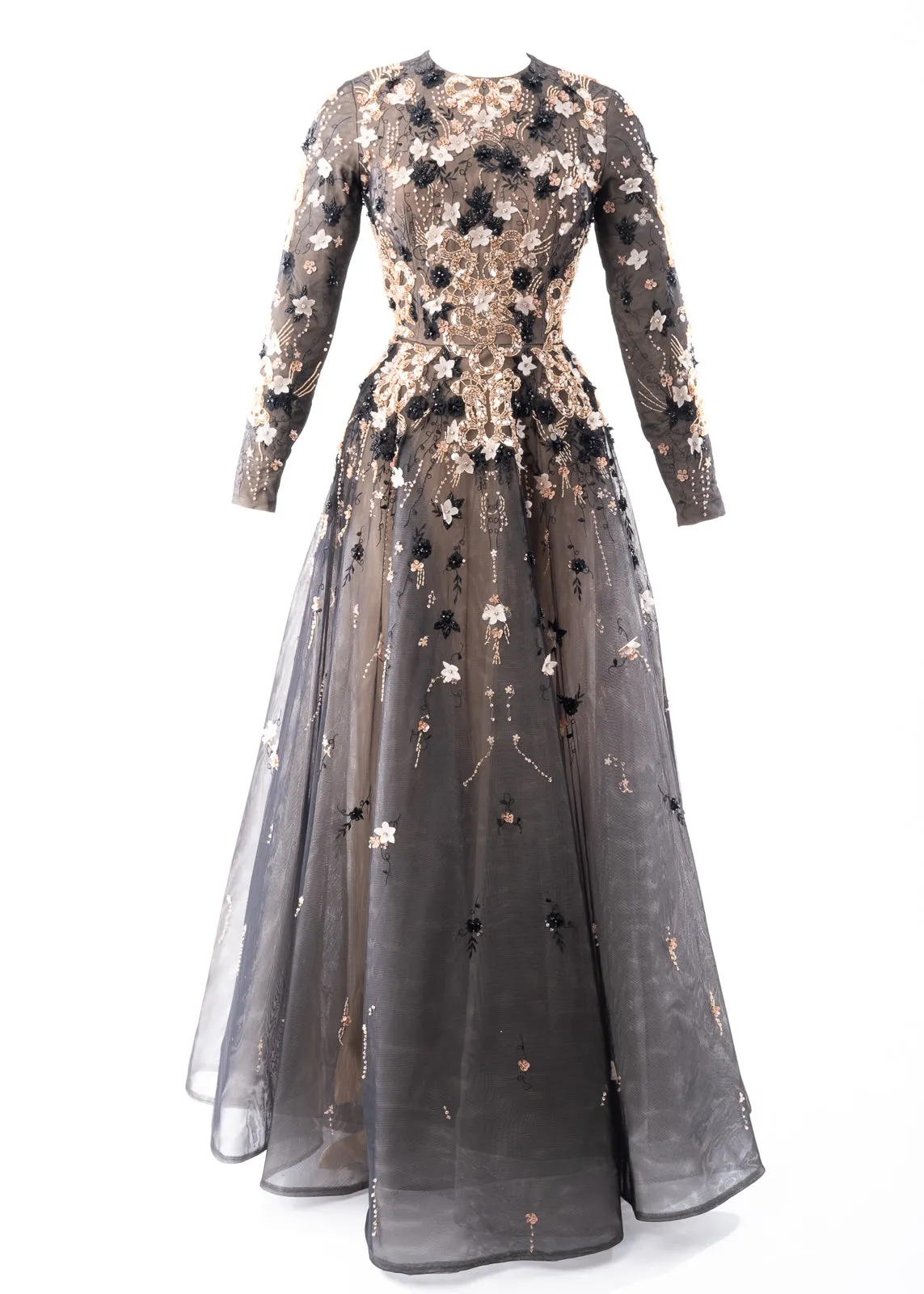 SK • Fully embroidered Hard Tulle Gown