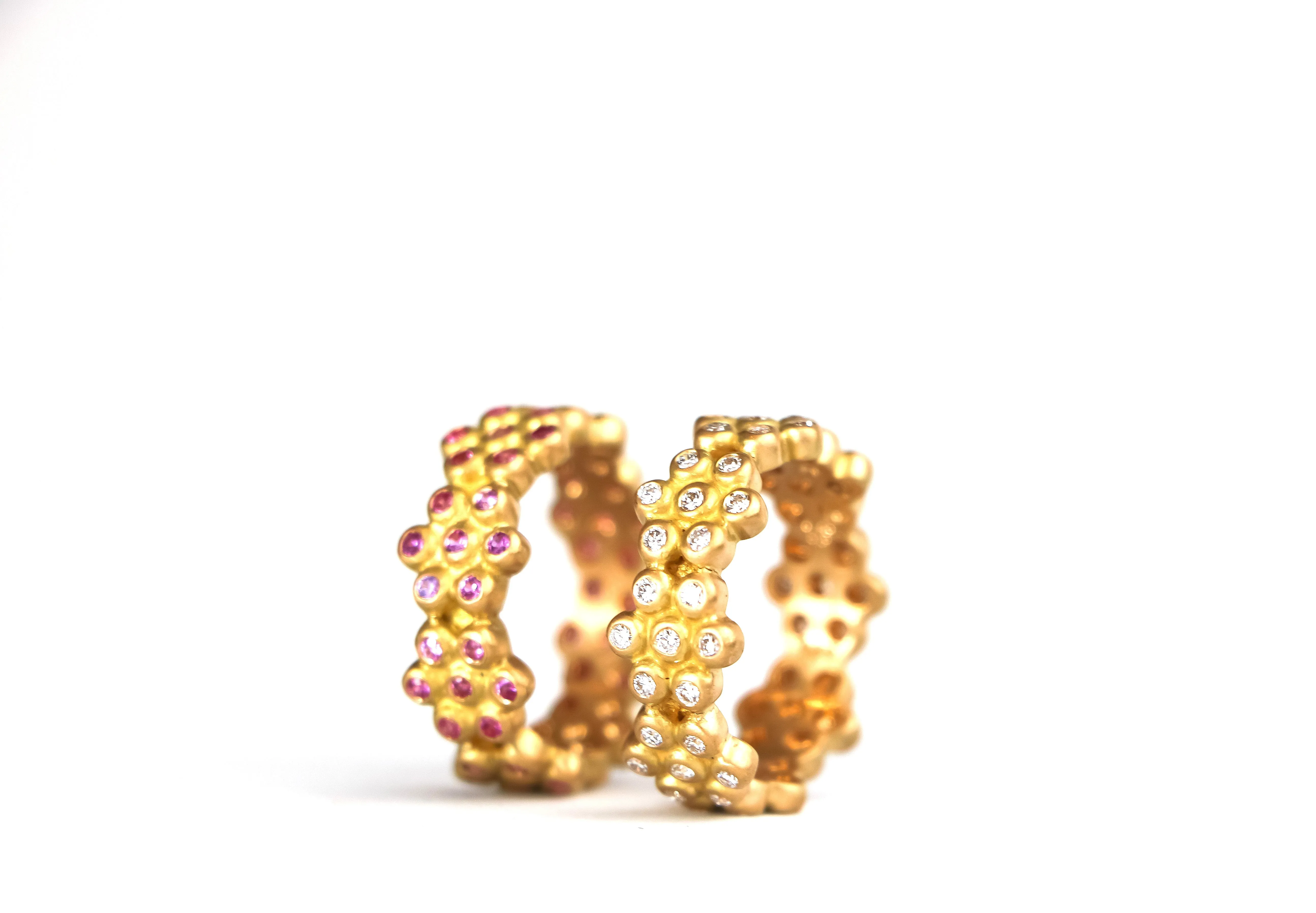Snowdrop Pink Sapphire Band in 20K Peach Gold