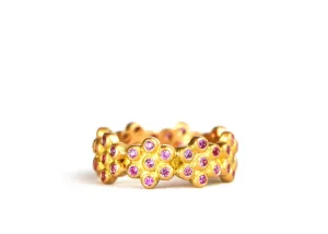 Snowdrop Pink Sapphire Band in 20K Peach Gold