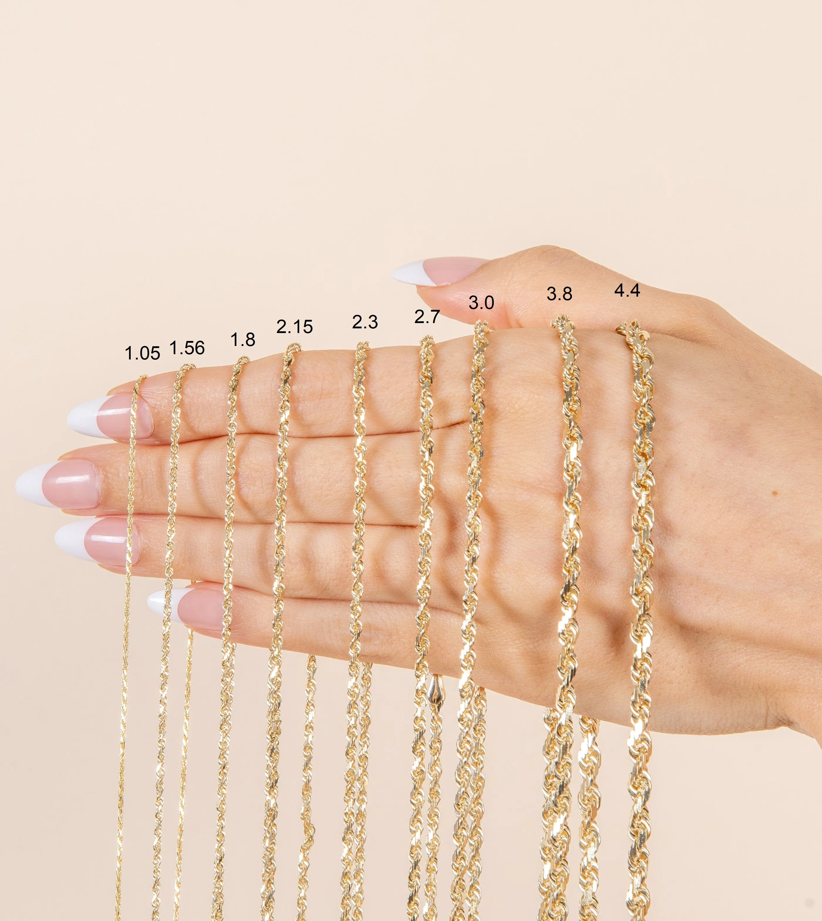 Solid 14k Gold Rope Chain Necklace