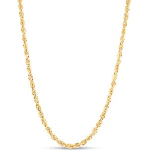Solid 14k Gold Rope Chain Necklace