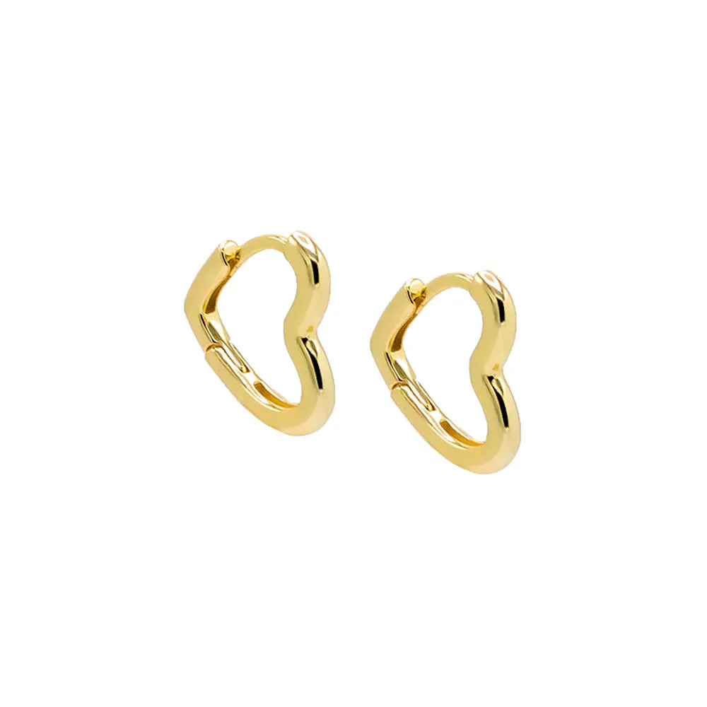 Solid Open Heart Huggie Earring