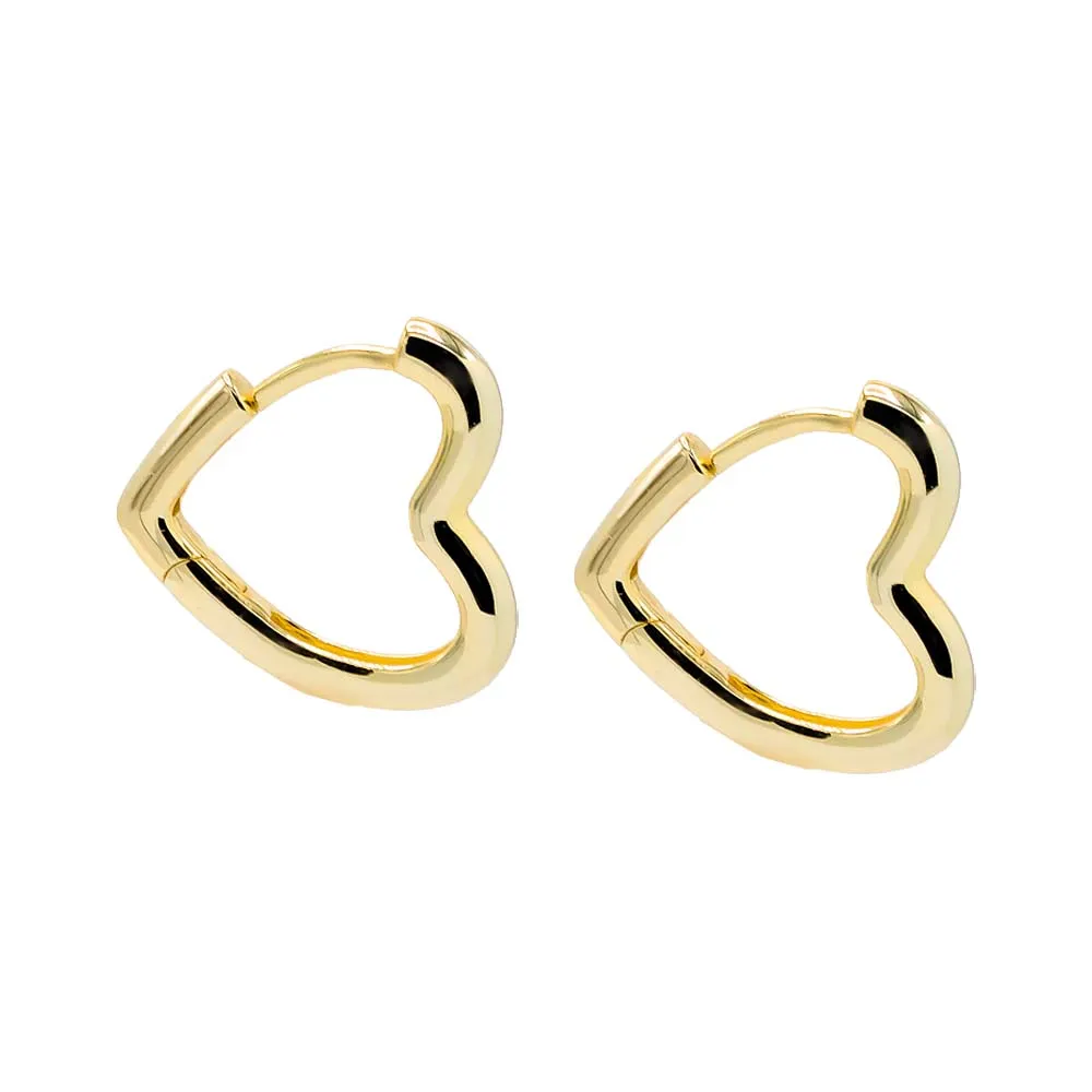 Solid Open Heart Huggie Earring