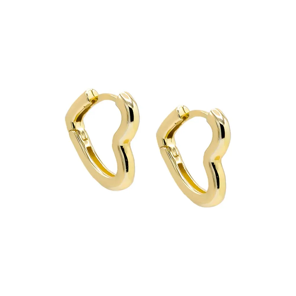 Solid Open Heart Huggie Earring