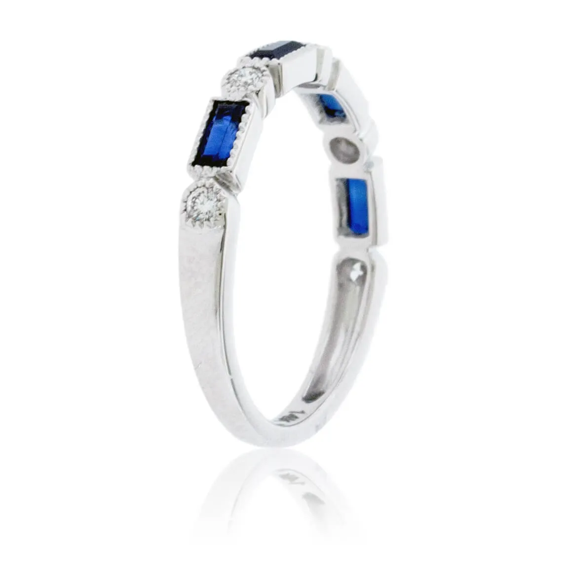 Stackable Sapphire and Round Diamond Band