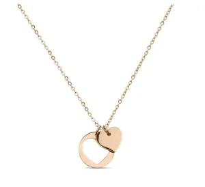 Stainless Steel Heart Cutout Necklace with 2" Extension - In Rose