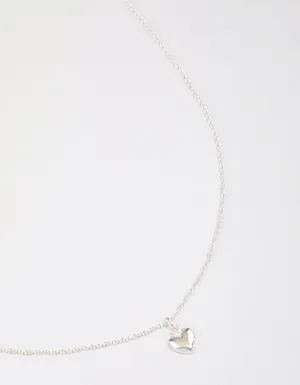 Sterling Silver Puffy Heart Pendant Necklace
