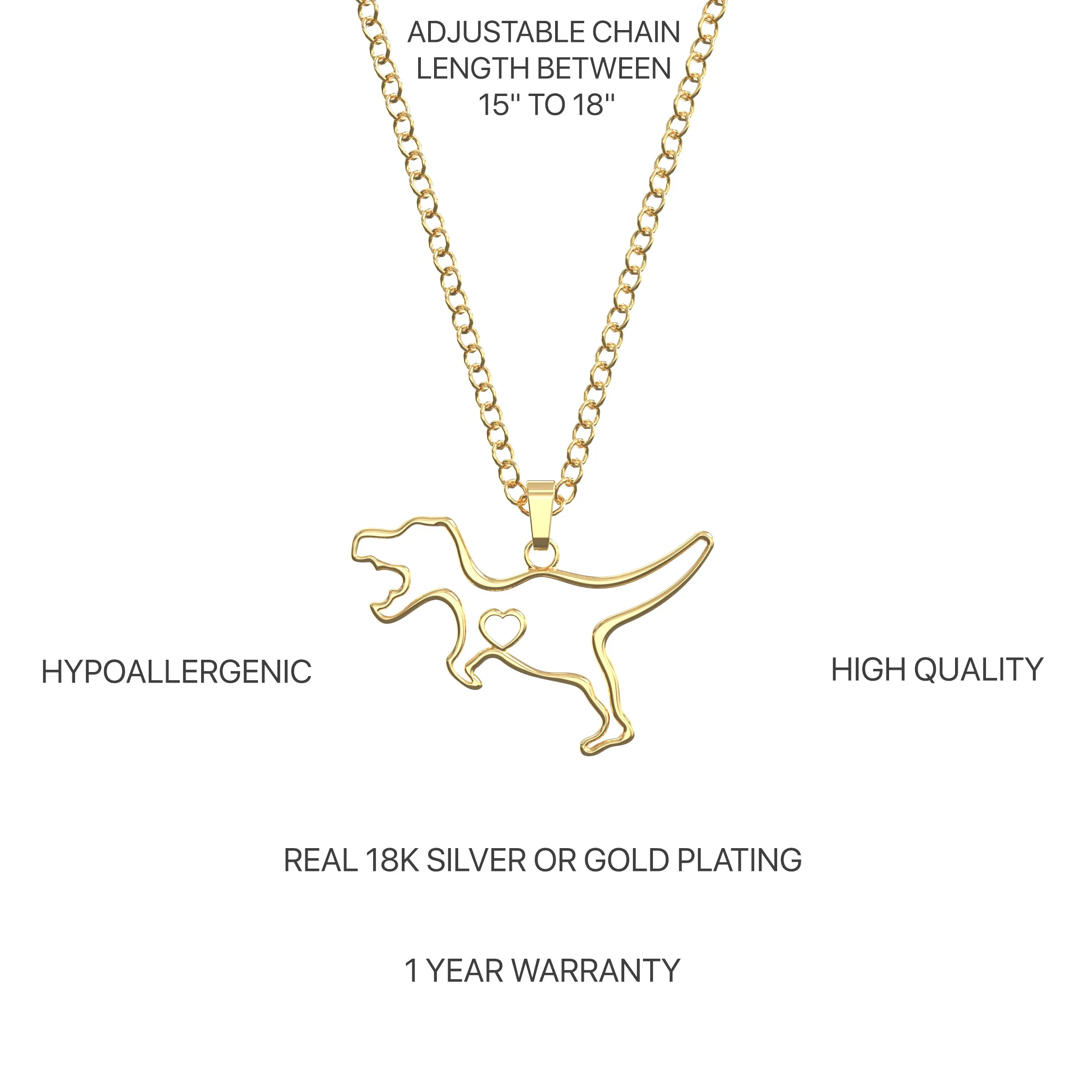 T-Rex Dinosaur Necklace with Gift Card