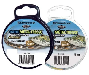 Technipeche Graphite Metal Tresse Knotable Steel Wire Leader 3m - 40kg