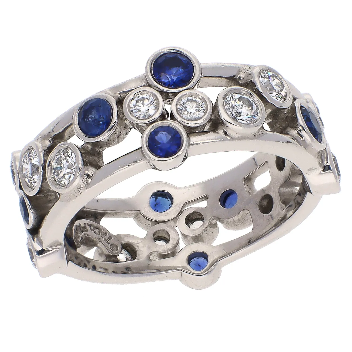 Tiffany & Co. Platinum Sapphire and Diamonds "Bubbles" Ring