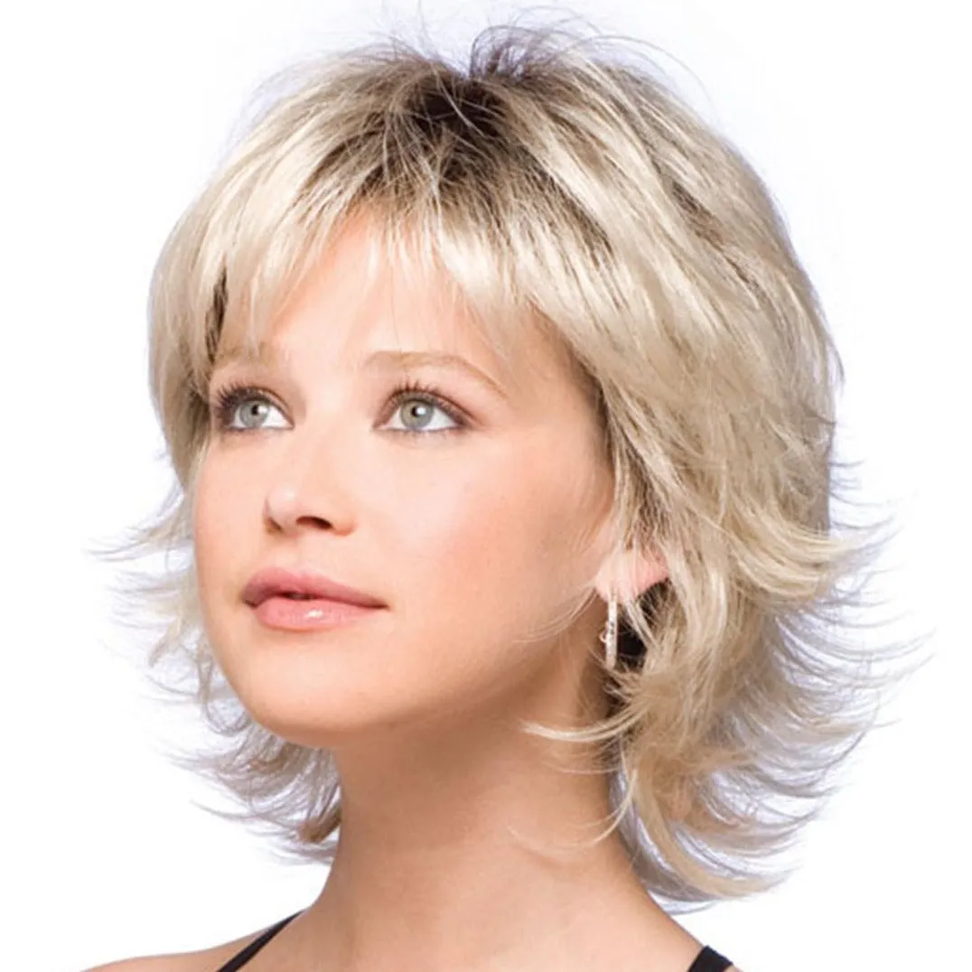 Top Notch | Blonde Medium Wavy Synthetic Hair Wig With Bangs