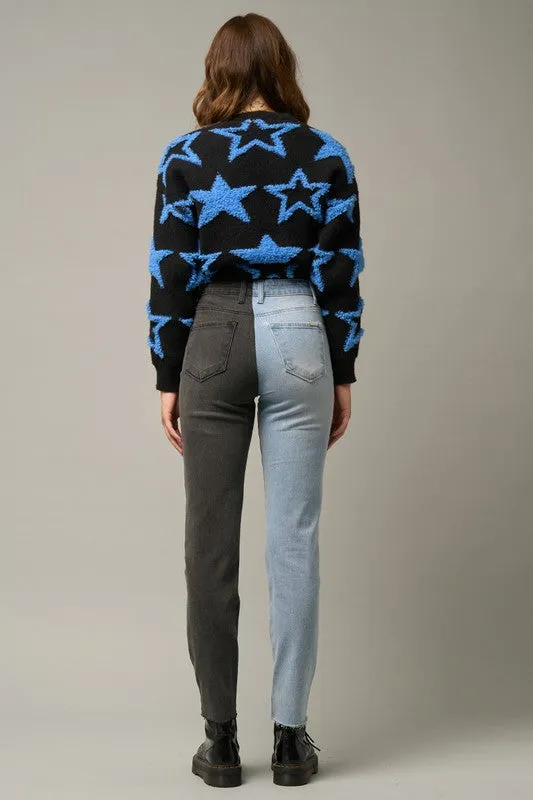 Tow Tone Girlfriend Jeans
