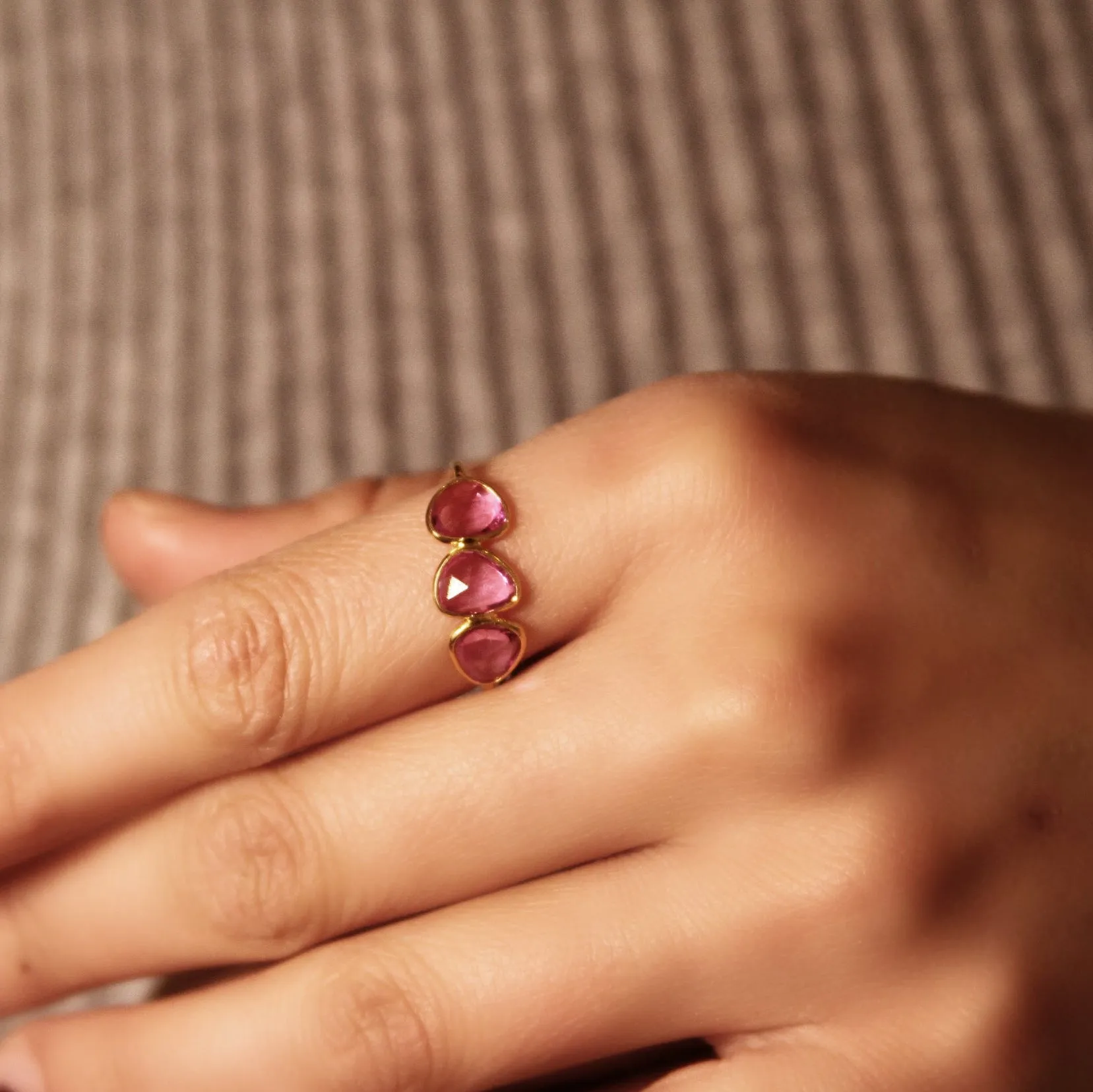 Trio Pink Sapphire Ring