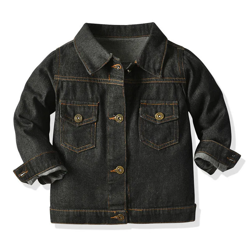 Trucker Jacket Long Sleeve Denim Jacket Kids Button Jeans Jacket