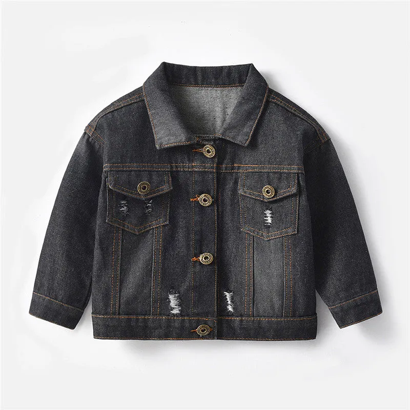 Trucker Jacket Long Sleeve Denim Jacket Kids Button Jeans Jacket