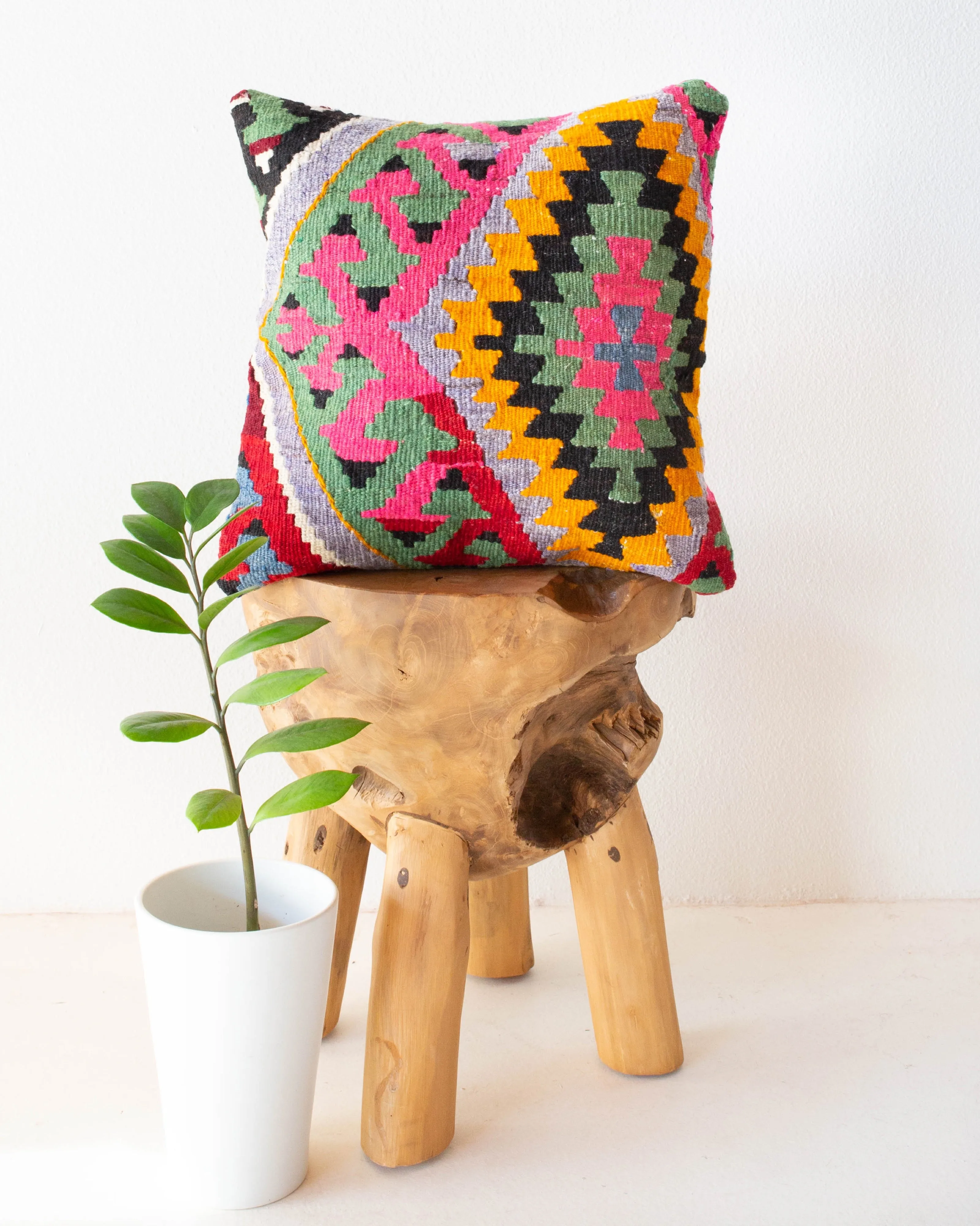 Turkish Kilim Pillow Cover & Ottoman Set