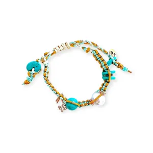 TURQUOISE SUNRISE ROSE GOLD BUTTERFLY SILK ROCKER BRACELET