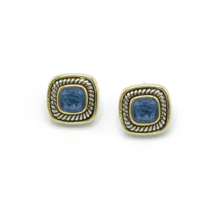 Two Tone Sapphire Crystal Square Earrings Set #73014ER-SAP (FD4)