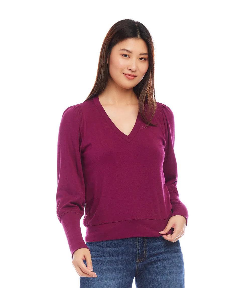 V-Neck Bishop Sleeve Top