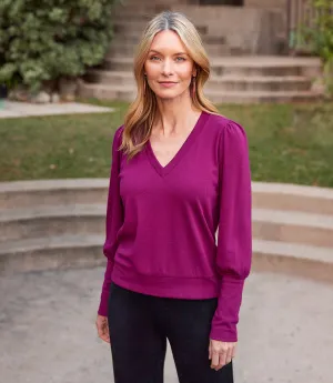 V-Neck Bishop Sleeve Top
