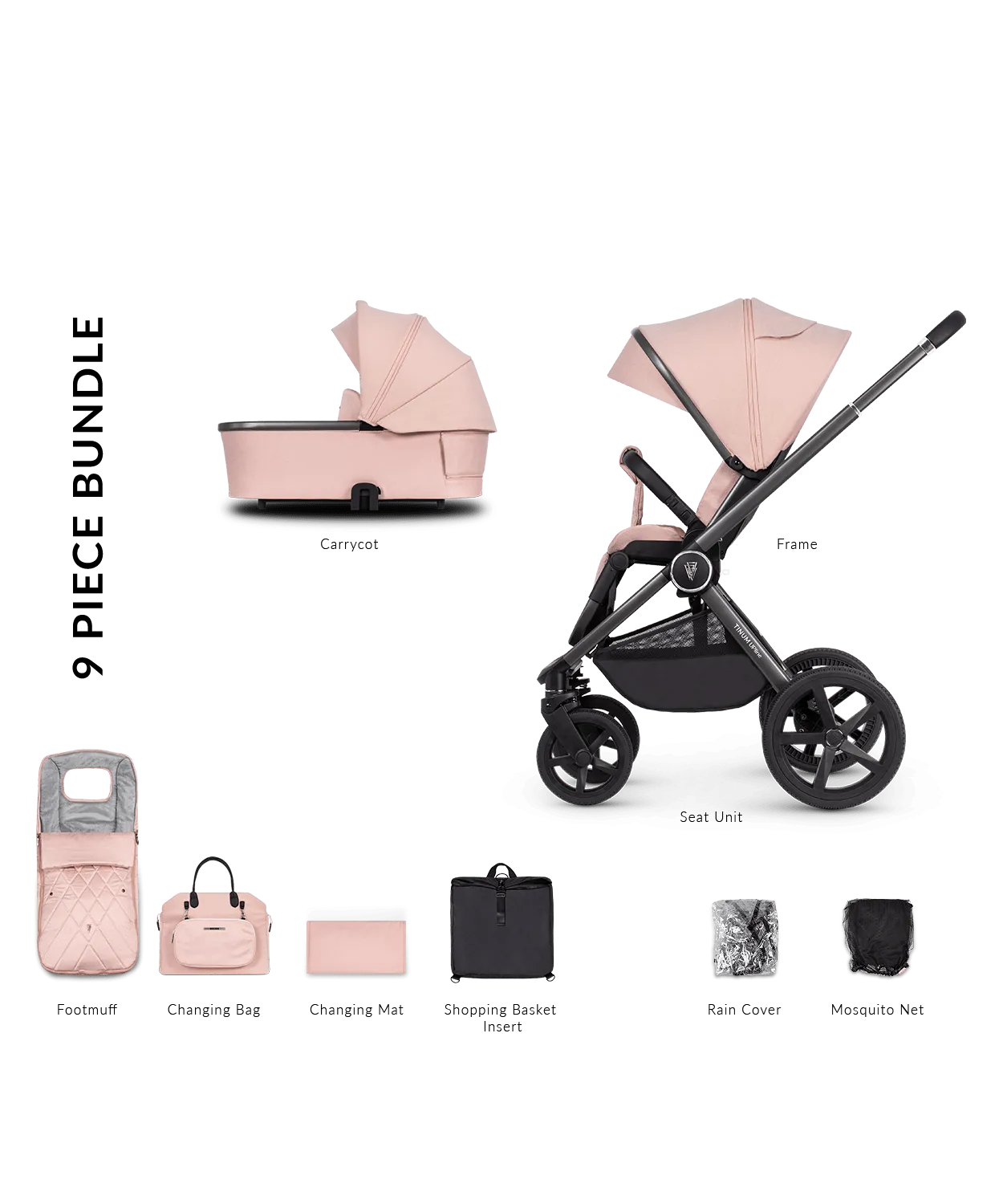 Venicci 2 in 1 Tinum UPLINE Pram - Misty Rose