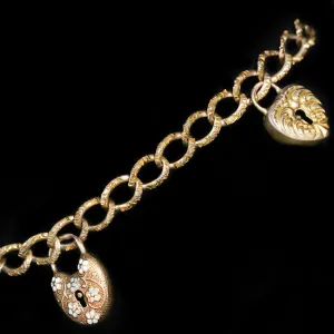 Victorian Heart Lock and Key Charm Bracelet