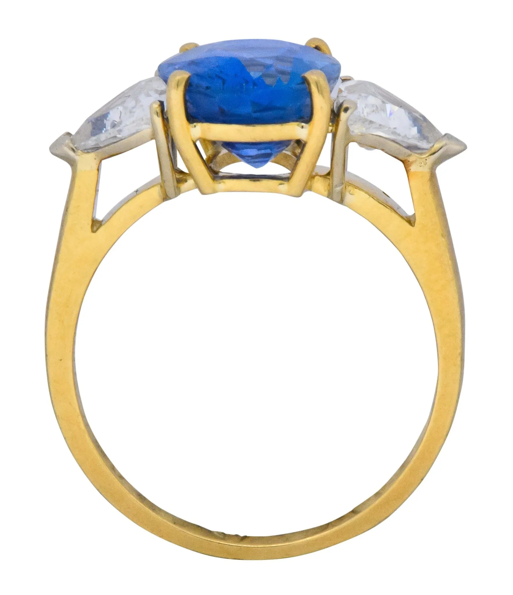 Vintage 6.80 CTW Ceylon Sapphire Diamond 18 Karat Gold Ring GIA