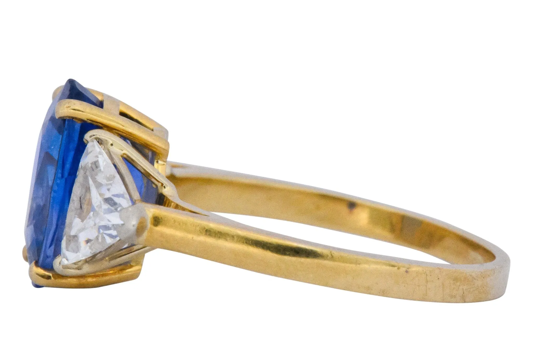 Vintage 6.80 CTW Ceylon Sapphire Diamond 18 Karat Gold Ring GIA