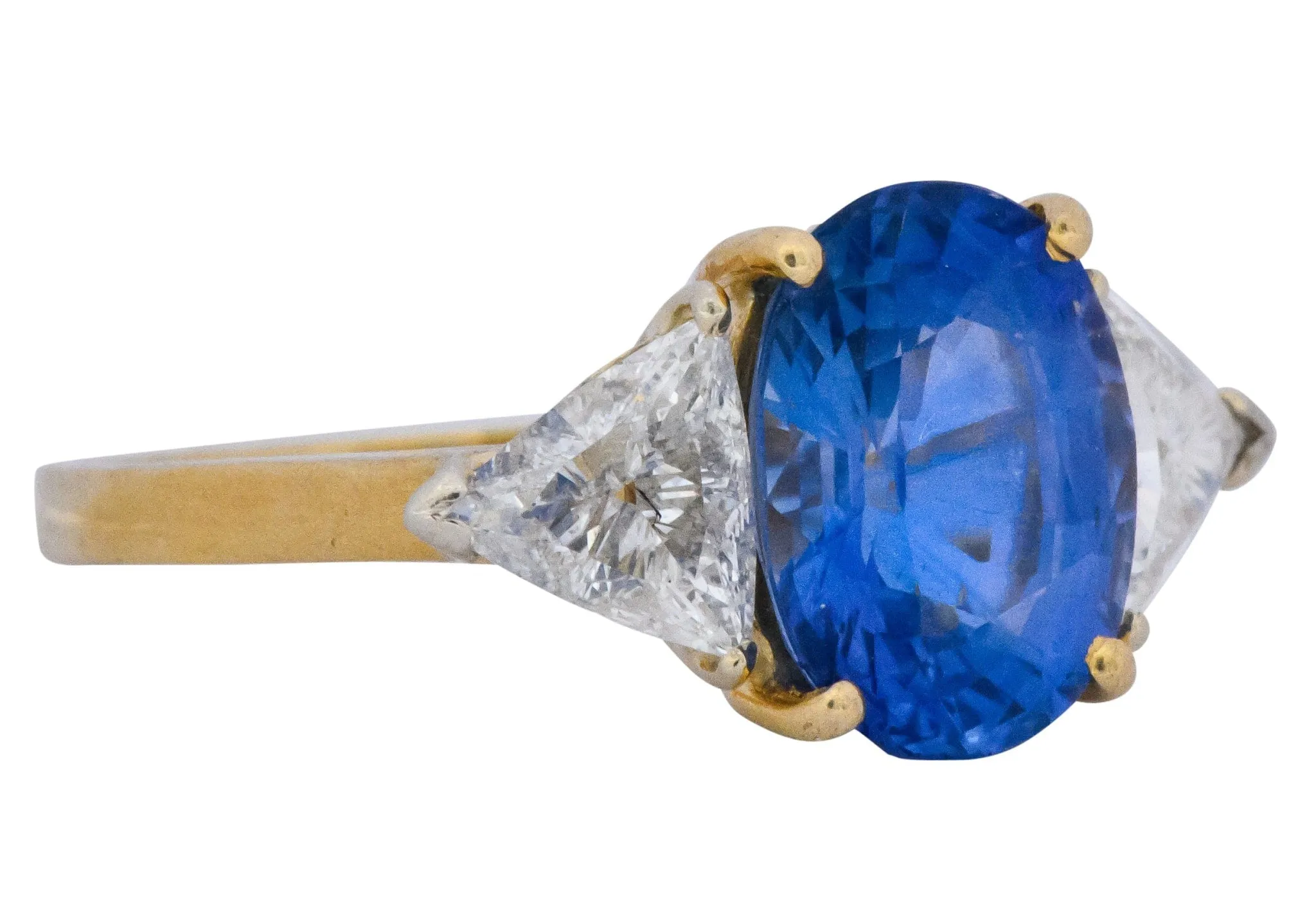 Vintage 6.80 CTW Ceylon Sapphire Diamond 18 Karat Gold Ring GIA