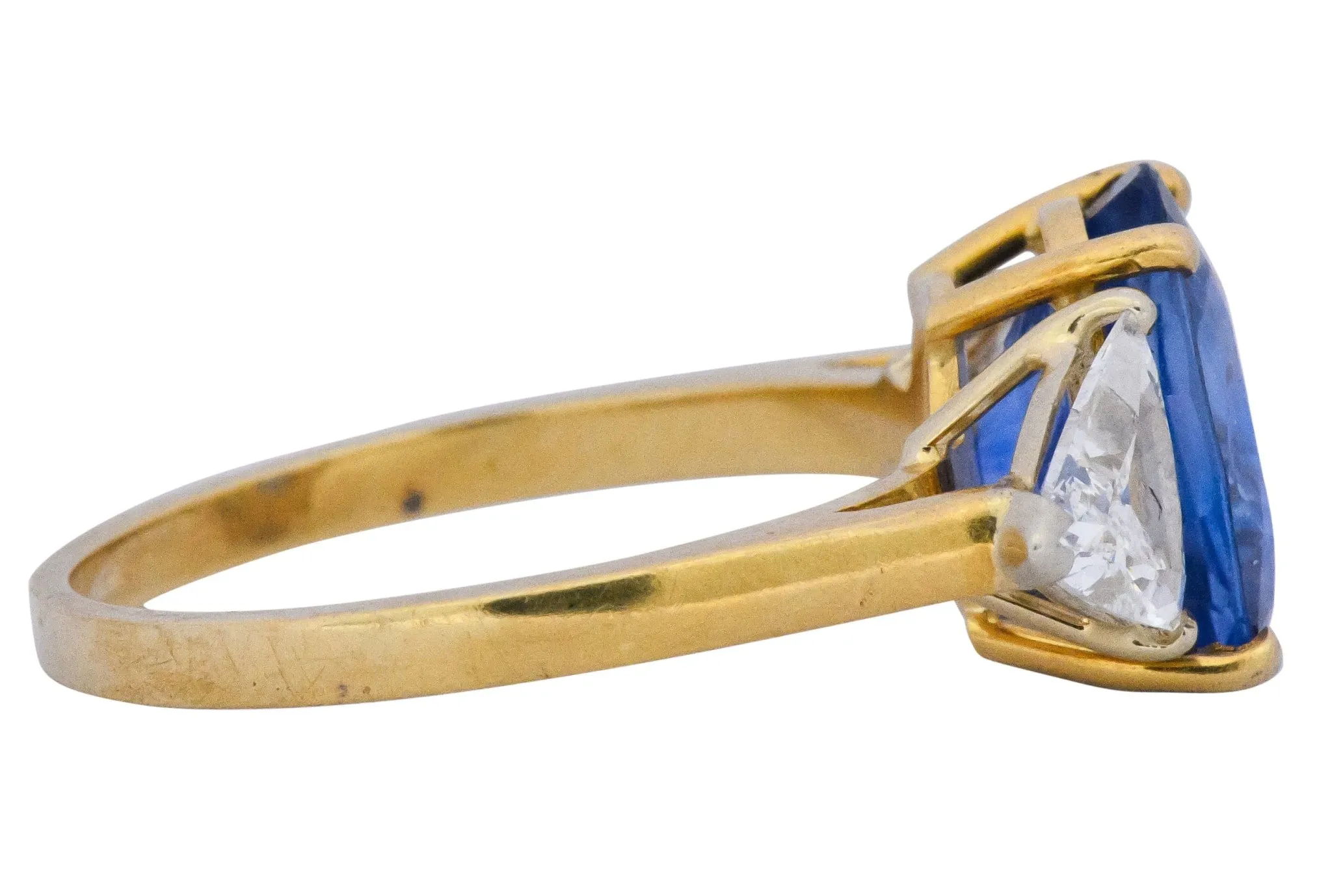 Vintage 6.80 CTW Ceylon Sapphire Diamond 18 Karat Gold Ring GIA