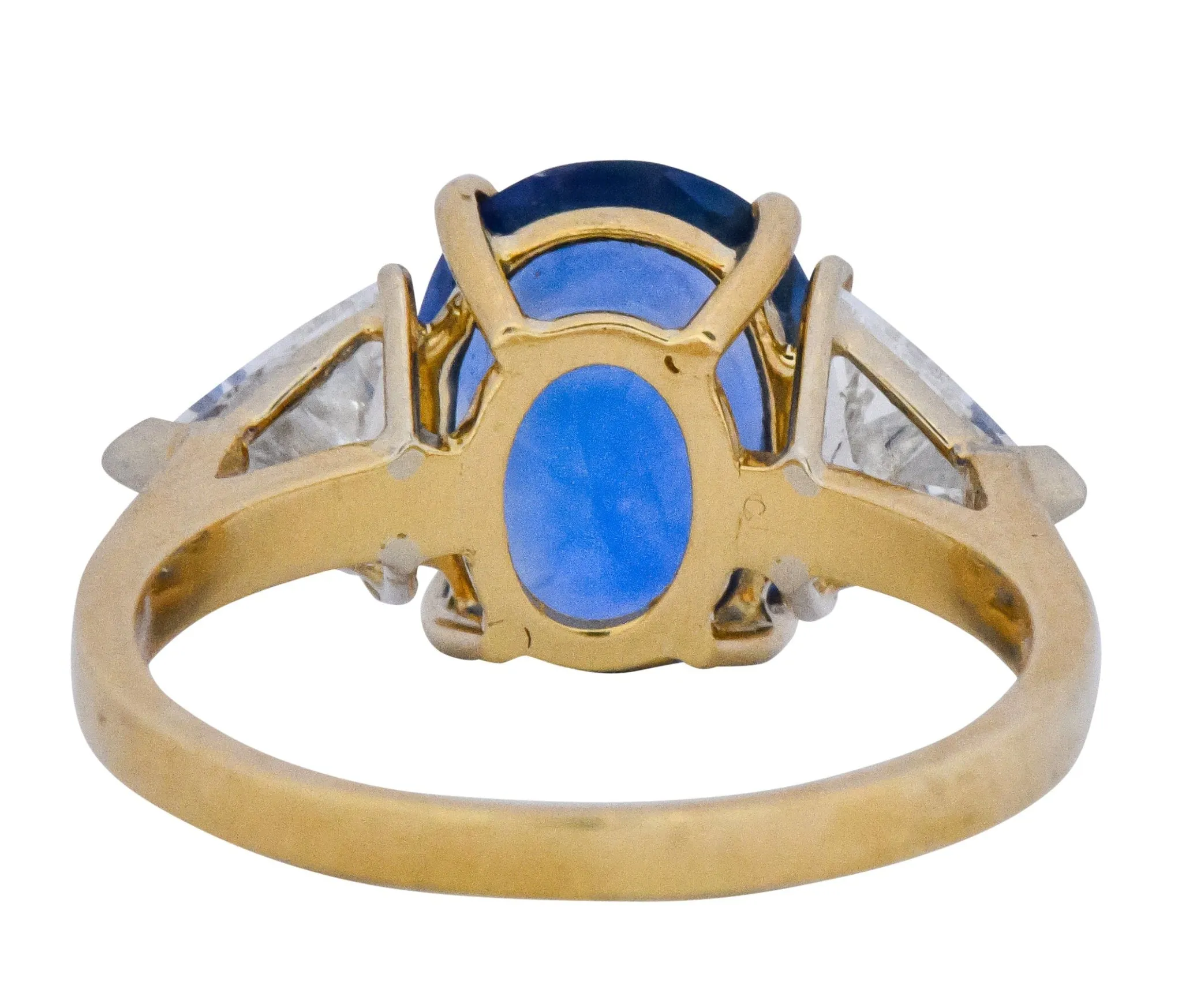 Vintage 6.80 CTW Ceylon Sapphire Diamond 18 Karat Gold Ring GIA
