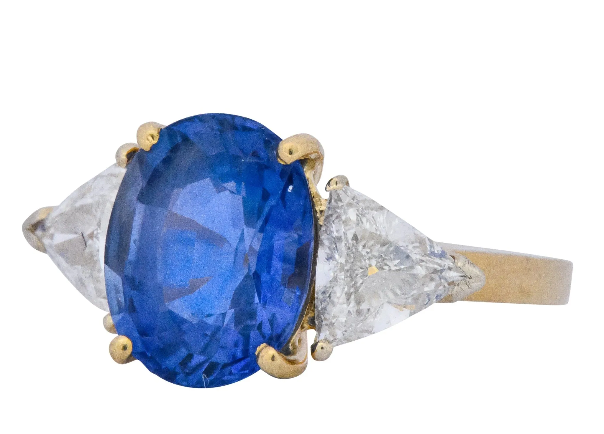 Vintage 6.80 CTW Ceylon Sapphire Diamond 18 Karat Gold Ring GIA