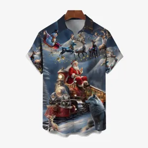 Vintage Christmas Elk Casual Short Sleeve Shirt 2411001817